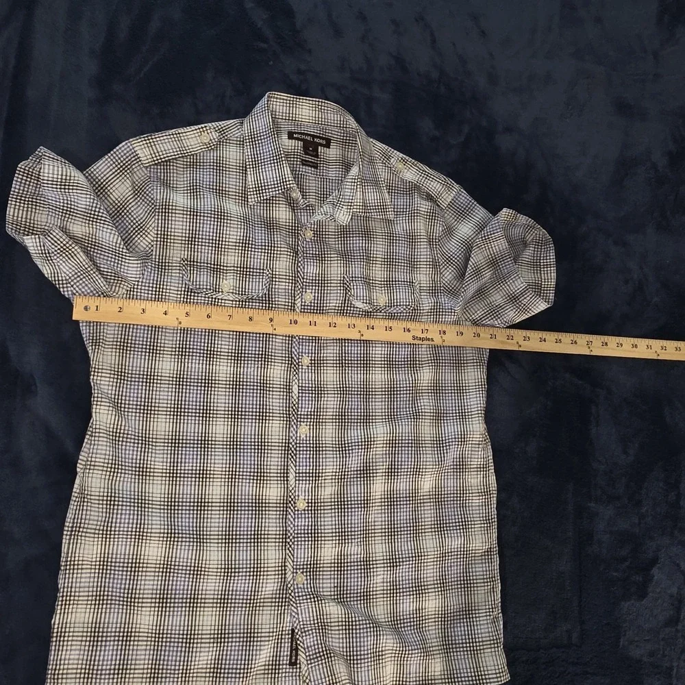 Michael Kors Tailored Fit Short Sleeve Button Up Plaid Shirt Mens Size‎ Medium